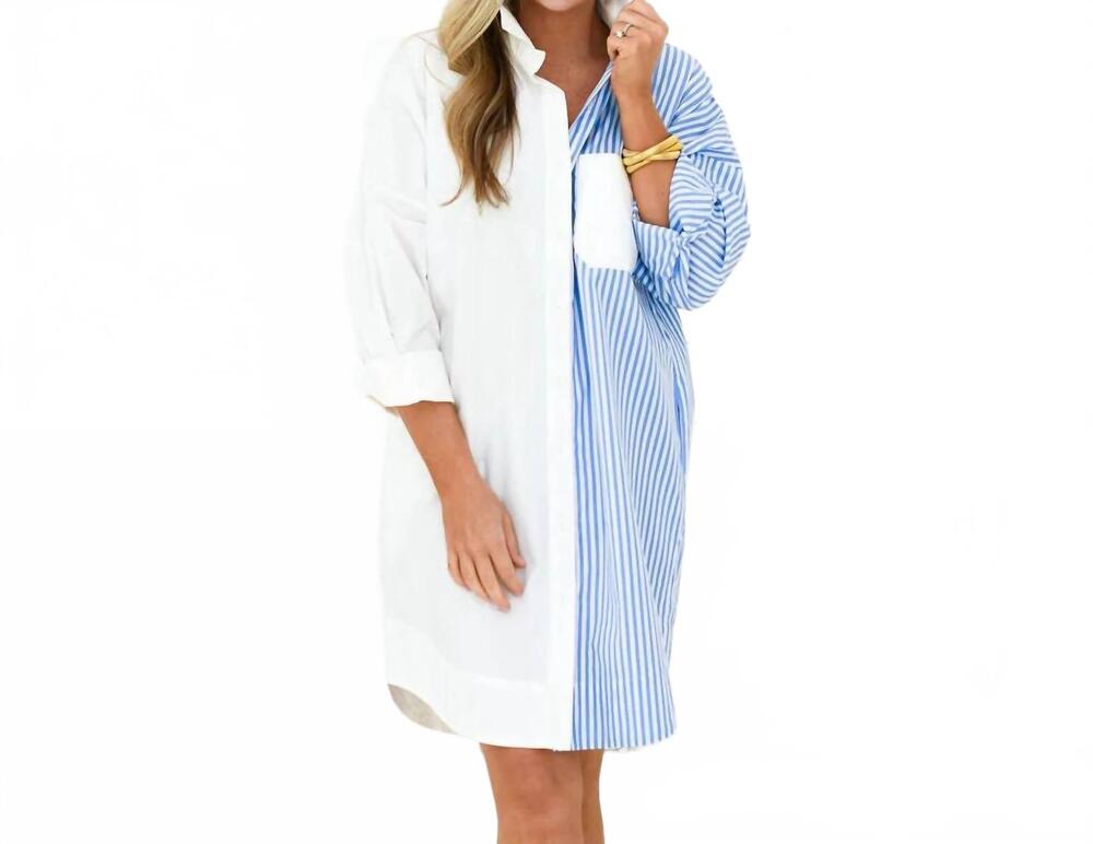 NEW CARYN LAWN stacey contrast dress in blue